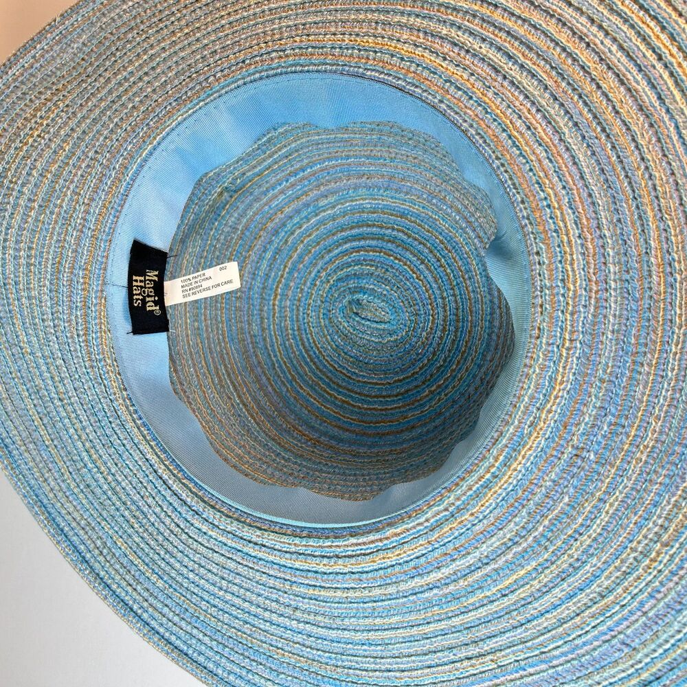 Magid Hats Women's Blue Tan Braided Wide Brim Sun Hat One Size - Picture 6 of 11